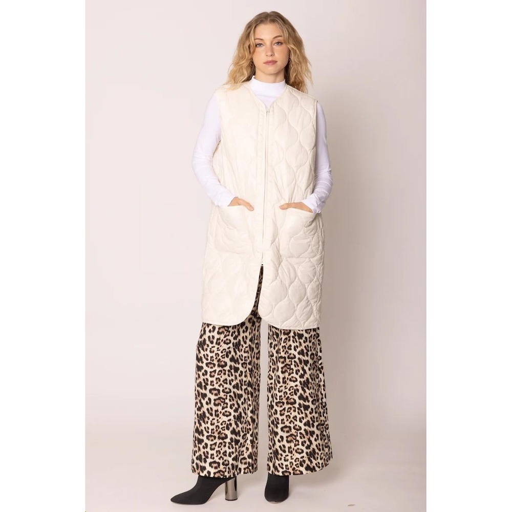 Anthropologie Do Everything in Love Quilted Puffer Vest Women OS Cream Longline